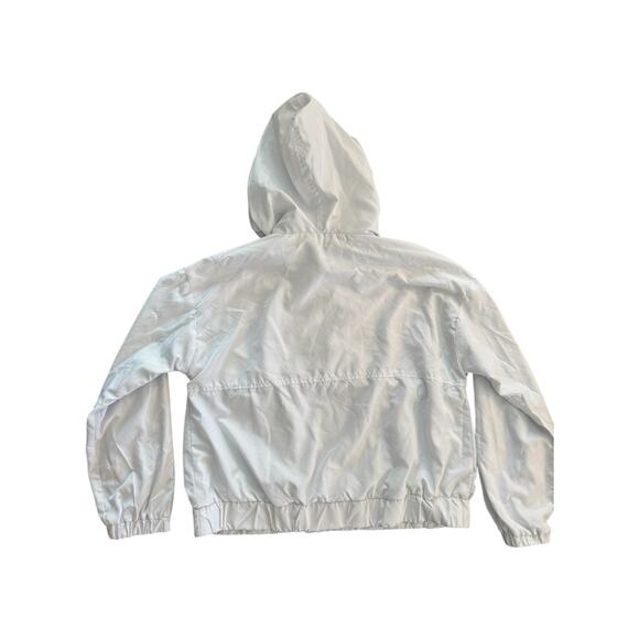 Forever 21 White Cropped Windbreaker Pullover Hooded Jacket Women’s Small - Picture 6 of 10